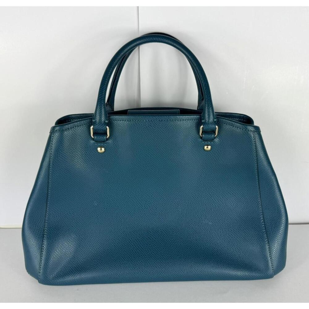 Coach Margot Leather Satchel Carryall Deep Turquoise - Picture 2 of 9